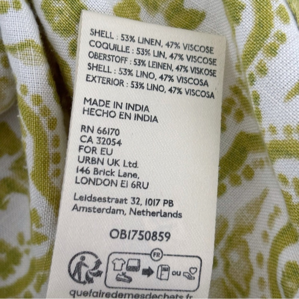 Pilcro Green Floral Linen Keyhole Crop Top Small Anthropologie - Picture 9 of 9